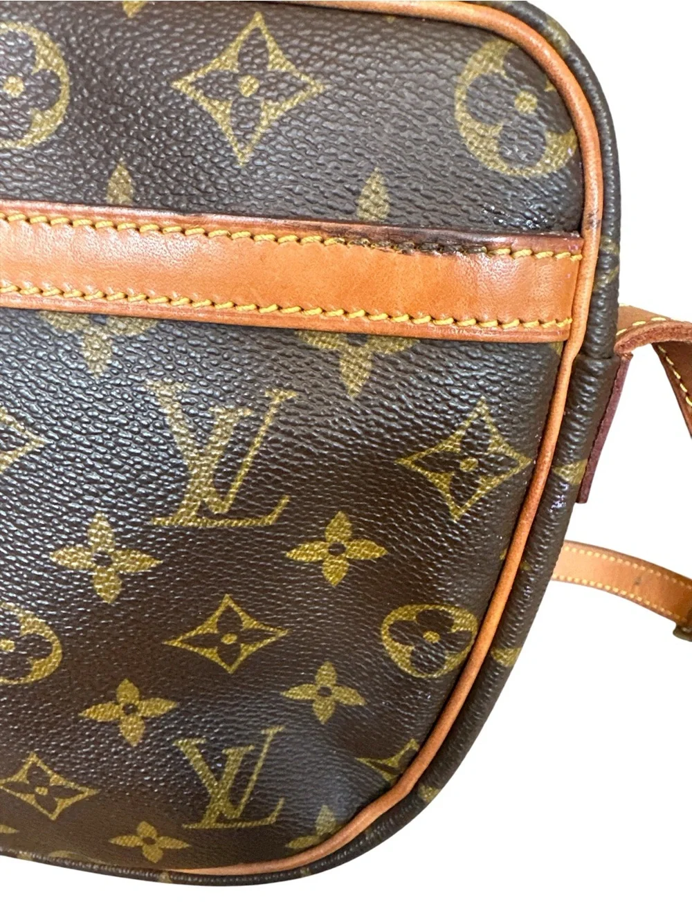 Louis Vuitton Monogram Canvas Crossbody with Tan Leather Trim